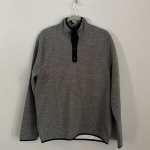 J Crew Men's Fleece Grey 1/4 Zip Pullover Snap Jacket, Size Medium